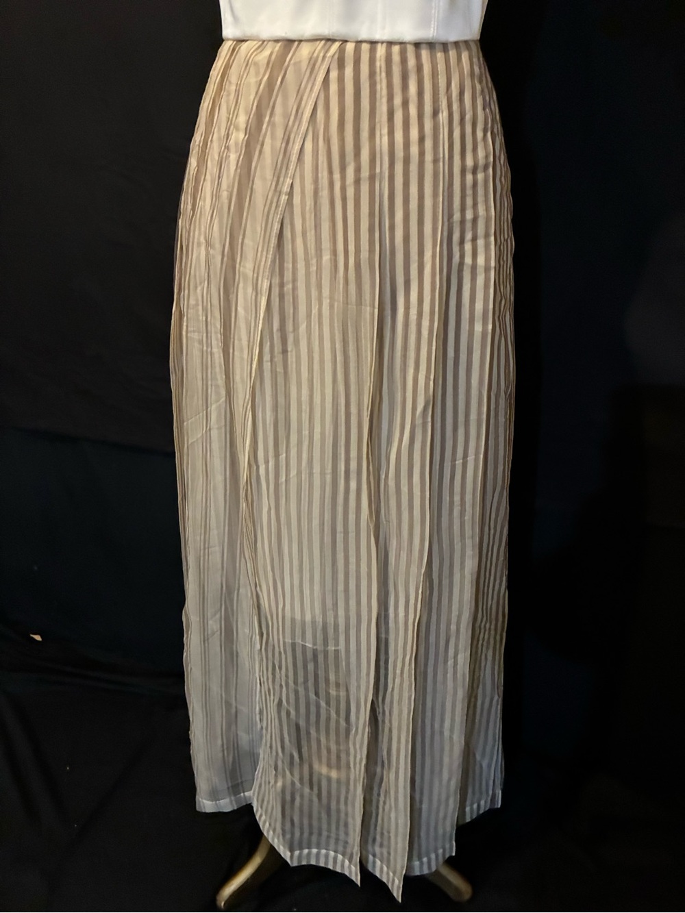 Brunello Cucinelli Silk Cream Tan Pleated Maxi Skirt 8 NWT Made in Italy - Picture 6 of 16